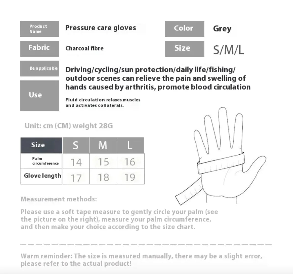 Bamboo Charcoal Compression Gloves